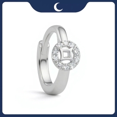 Khuyên tai bạc 925 Luna Jewelry dạng khoen kim tiền may mắn