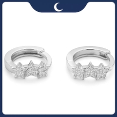 Khuyên tai bạc 925 Luna Jewelry dạng khoen hình ngôi sao nhỏ nạm đá