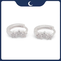 Khuyên tai bạc 925 Luna Jewelry dạng khoen hình ngôi sao nhỏ nạm đá