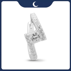 Khuyên tai bạc 925 dạng khoen mặt vuông đính đá Luna Jewelry