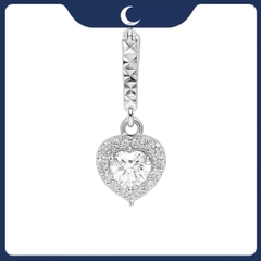 Khuyên tai bạc 925 Luna Jewelry dạng khoen hình trái tim Đá Mossanite 5.7mm