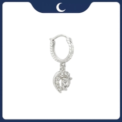 Khuyên tai bạc 925 Luna Jewelry dạng khoen hình trái tim Đá Mossanite 5.7mm