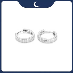 Khuyên tai bạc 925 Luna Jewelry dạng khoen khắc đơn giản