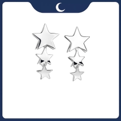 Khuyên tai bạc 925 Luna Jewelry dạng chuôi 3 ngôi sao thẳng hàng