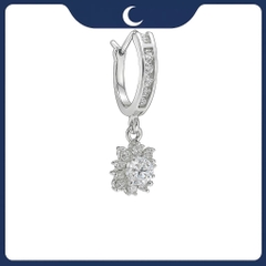 Khuyên tai bạc 925 Luna Jewelry dạng khoen đính Đá Mossanite 4mm lấp lánh