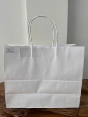 Túi giấy Kraft có quai Màu Trắng - KT: 30x12x25