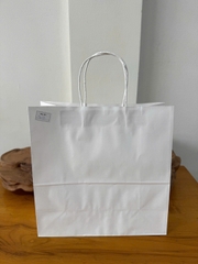 Túi giấy Kraft có quai Màu Trắng - KT: 30x13x30