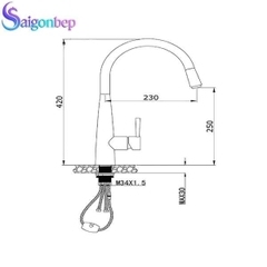 Vòi rửa chén rút dây Konox KN1901B