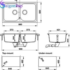 Chậu đá màu kem Hafele HS19-GEN2R90 570.35.480