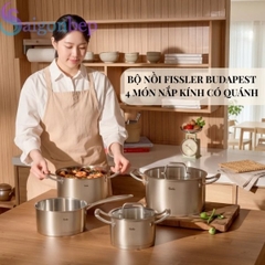 Bộ nồi Fissler Budapest 4 món nắp kính có quánh