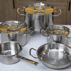 Bộ nồi Fissler Profi 5 món vung thép kèm quánh và chảo 2 quai