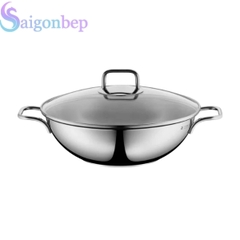 Chảo Xào Sâu Lòng WMF Party Wok 28cm Inox 18/10, Kèm Nắp Kính