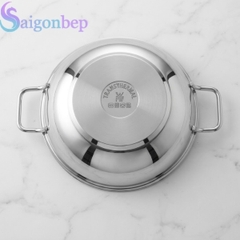 Chảo Xào Sâu Lòng WMF Party Wok 28cm Inox 18/10, Kèm Nắp Kính