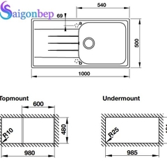 Chậu đá màu kem Hafele HS19-GED1R60 570.36.450