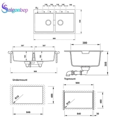 Chậu rửa bát đá Hafele HS20-GKN2S90