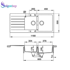Chậu rửa đá HS19-GED2S80 Hafele