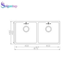 Chậu rửa bát 2 hố Konox Undermount Sink Cube 8744DU