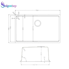 Chậu rửa bát inox 1 hố Konox TARI 7648SR/SM