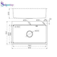 Chậu rửa bát 1 hố Konox Topmount Sink KN8151TS Dekor