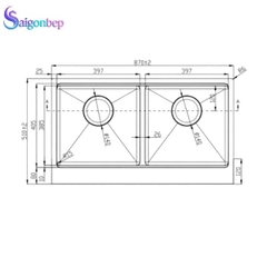 Chậu rửa bát 2 hố Konox Apron Sink KN8751DA Retta