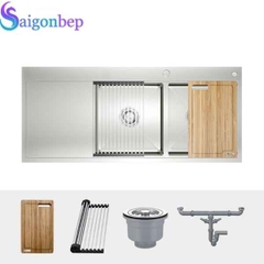 Chậu rửa bát 2 hố Konox KN11650TD – Bàn trái