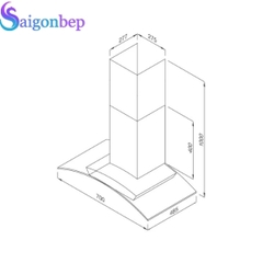 Máy hút mùi áp tường Malloca MC 9078-700