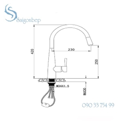Vòi rửa chén rút dây Konox KN1901N