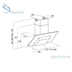 Máy hút mùi Cata Z600 5P Glass
