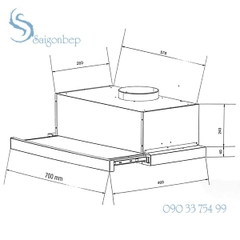 Máy hút mùi EUROSUN EH-70AF86B Đen