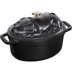 Nồi gang tráng men hình heo đen 17cm - 1121725