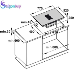 Bếp từ kết hợp hút mùi 4 vùng nấu Hafele HC-IHH77D 536.61.655
