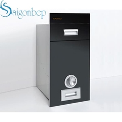 Thùng gạo mặt gương màu đen nút xoay Eurogold C300