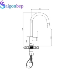 Vòi rửa bát Konox dây rút Alto Black