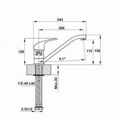 Vòi rửa chén Hafele HT19-CH1F135 570.50.270