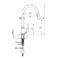 Vòi rửa chén Hafele HT19-CH1P201 570.50.280
