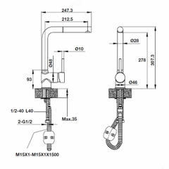 Vòi rửa chén Hafele HT19-GH1P278 570.51.580