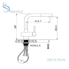 Vòi rửa chén rút dây Konox KN1337