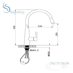 Vòi rửa chén rút dây Konox KN1901C