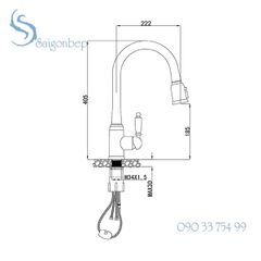Vòi rửa chén rút dây Konox KN1905