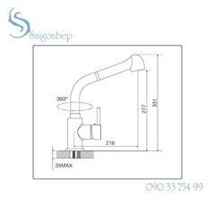Vòi rửa chén rút dây Malloca K119T9