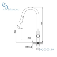 Vòi rửa chén rút dây Malloca K94C