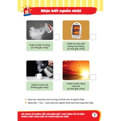 Bộ tranh cô hướng dẫn trẻ nhận biết, thực hành các kĩ năng phòng cháy chữa cháy và thoát hiểm an toàn