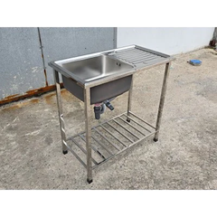 Chậu rửa bát inox có chân, 1 hố 1 bàn,