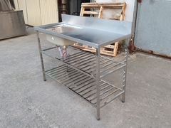 Kệ bếp inox 1m25, kèm chậu rửa bát 1 hố s50, có gờ chắn nước