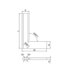 Thước đo góc vuông vát cạnh Insize 4790-0100 (100 x 70 mm)