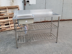 Kệ bếp inox 1m25, kèm chậu rửa bát 1 hố s50, có gờ chắn nước