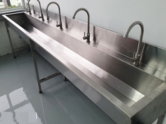Bồn rửa tay inox 5 vòi dùng trong nhà máy, trường học