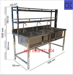 Bàn Thí Nghiện Chậu Rửa Inox có kệ
