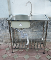 Chậu rửa bát 1 hố inox 304, có chân sàn