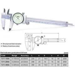 Thước cặp đồng hồ INSIZE 1311-200A (0-200mm / 0.01mm)